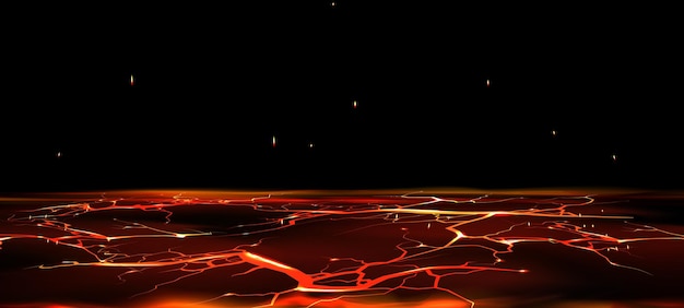 Бесплатное векторное изображение Трещина в земле или полу с красным светящимся светом