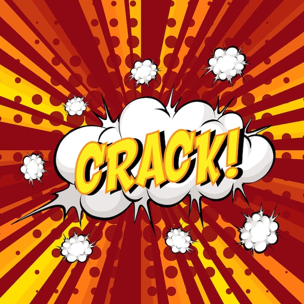 Free vector crack wording comic speech bubble on burst