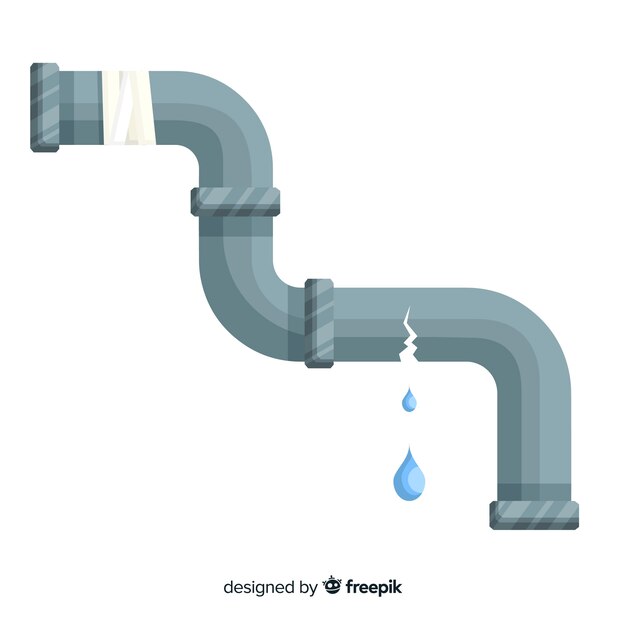 Cracked metal pipe in flat design