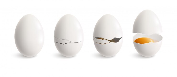 Free Vector cracking egg realistic icon set white egg and four steps of crackling vector illustration