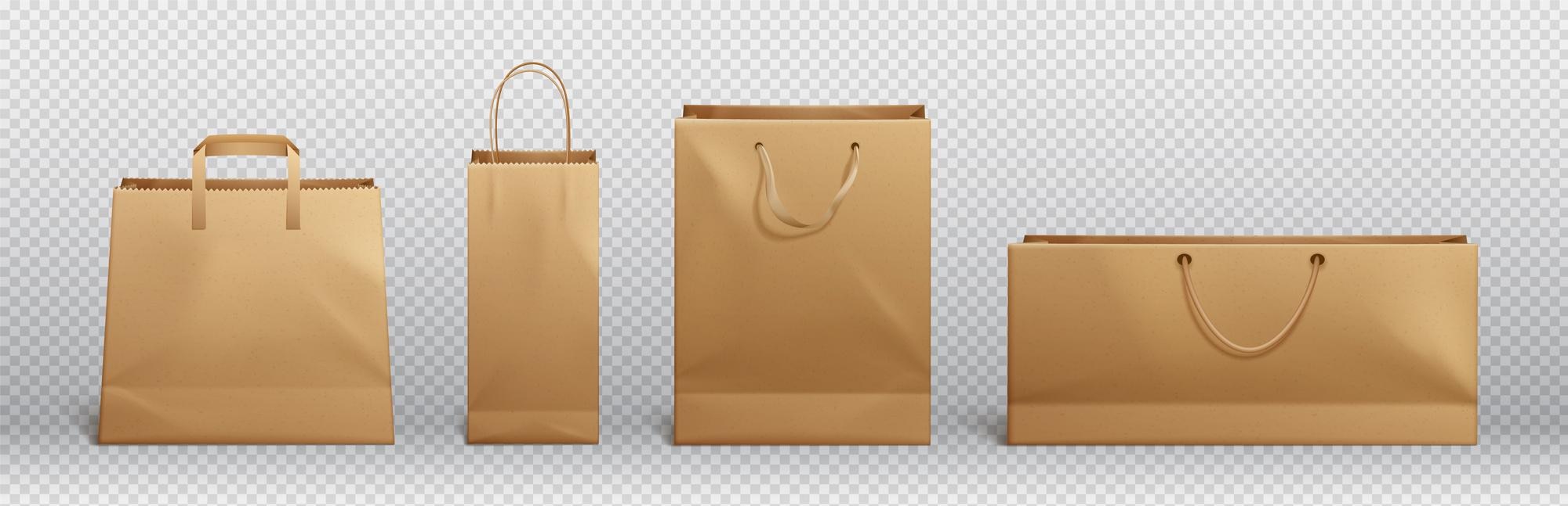 Brown paper bag for food packing with handles Vector Image