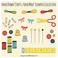 Free vector crafts elements, hand drawn