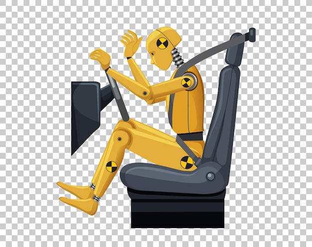 Free vector crash test dummy in a car seat on grid background