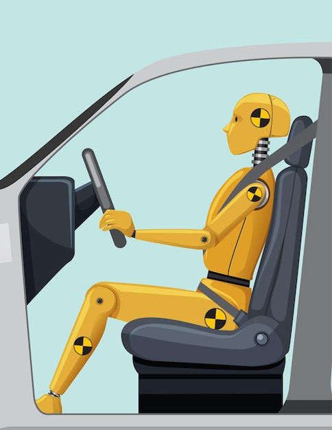 Free vector crash test dummy in the car