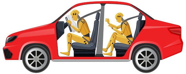 Free vector crash test dummy in a car