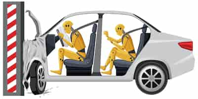 Vettore gratuito manichino per crash test con auto rotta