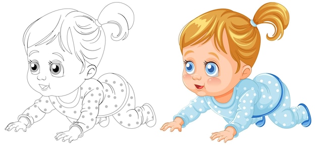 Free vector crawling baby in pajamas illustration