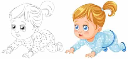 Free vector crawling baby in pajamas illustration