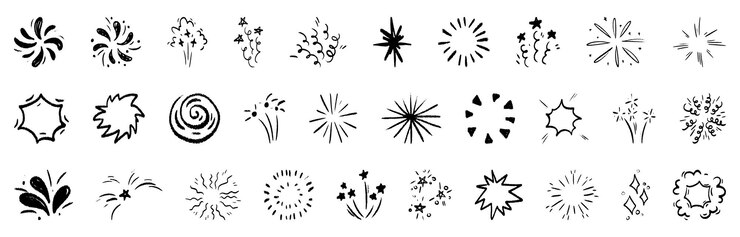 Free Vector crayon scribble firework explosion doodles set