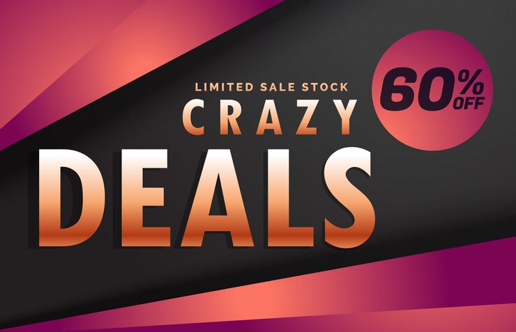 Free Vector crazy deals and discount banner voucher template design