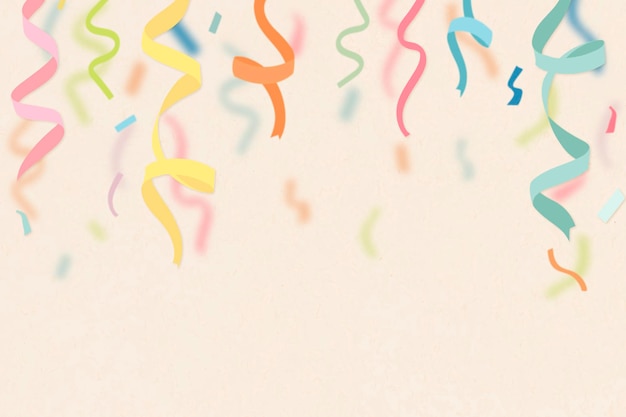 Free vector cream celebration background, colorful ribbons border vector