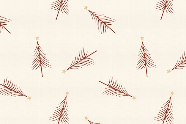 Free vector cream christmas background, festive trees pattern in doodle design vector