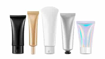 Free vector cream cosmetic blank tubes packages set