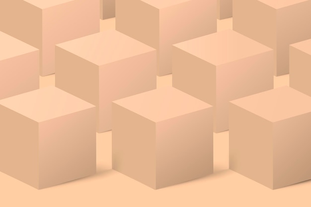 Кремовый куб узор фона, 3d геометрическая форма вектор