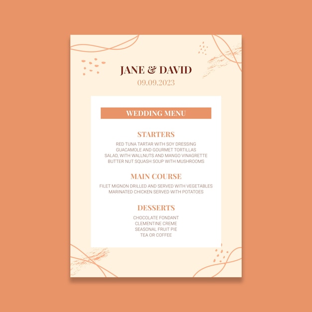 Free vector cream waves wedding menu