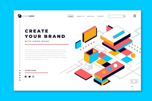 Free vector create your brand lineal 3d landing page