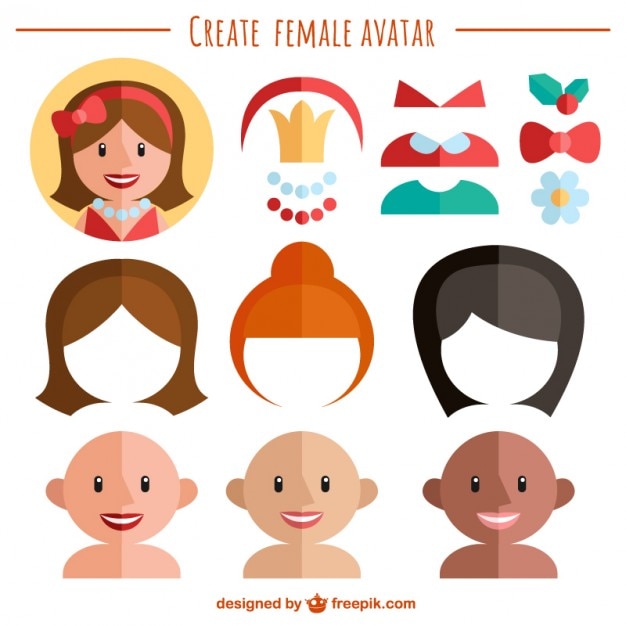 Free vector create your female avatar