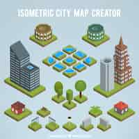 Free vector creating an isometric city map