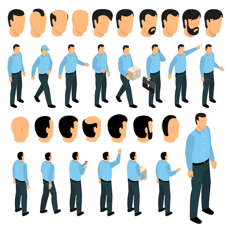 Free Vector creation constructor male set