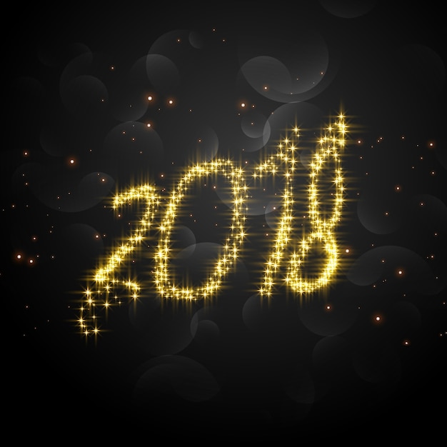 creative 2018 glitter text for happy new year celebration