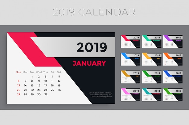 Free vector creative 2019 calendar template design