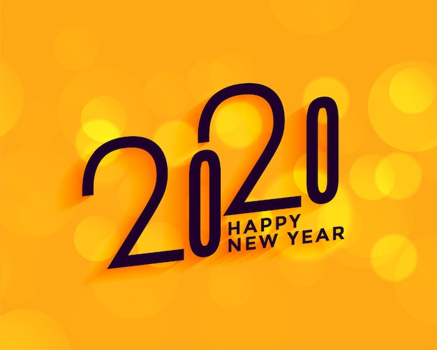 Creativo 2020 felice anno nuovo su sfondo giallo