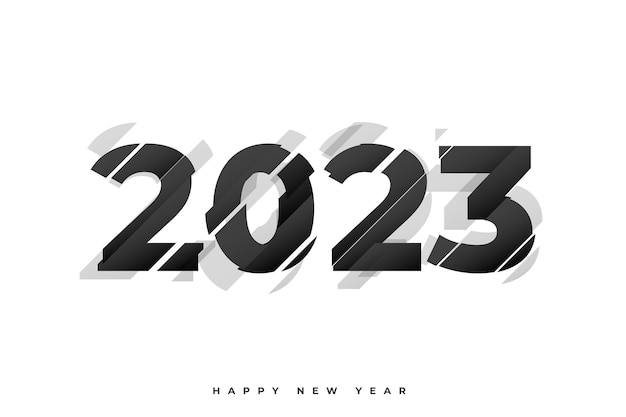 Testo creativo 2023 in stile fette per banner di felice anno nuovo