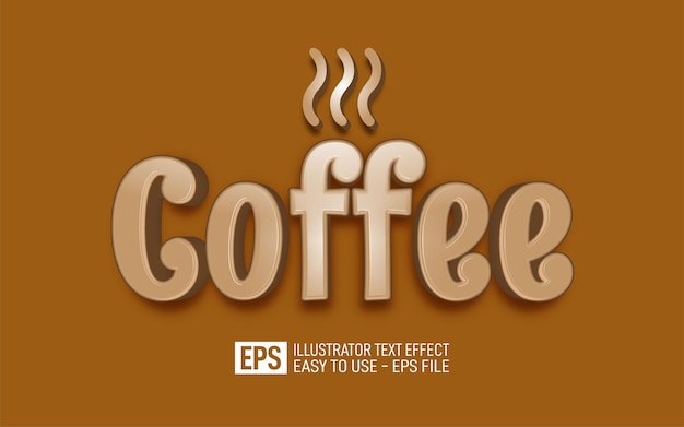 Creative 3d coffee editable text effect template Premium Vector