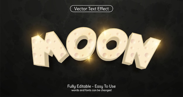 Creative 3d moon editable text effect template Premium Vector