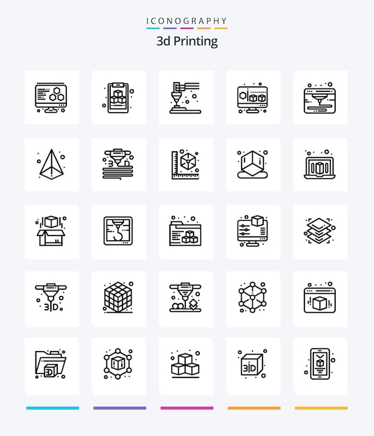 クリエイティブ 3d 印刷 25 アウトライン アイコン パック 3d webd プラスチック インターネット ガジェットなど