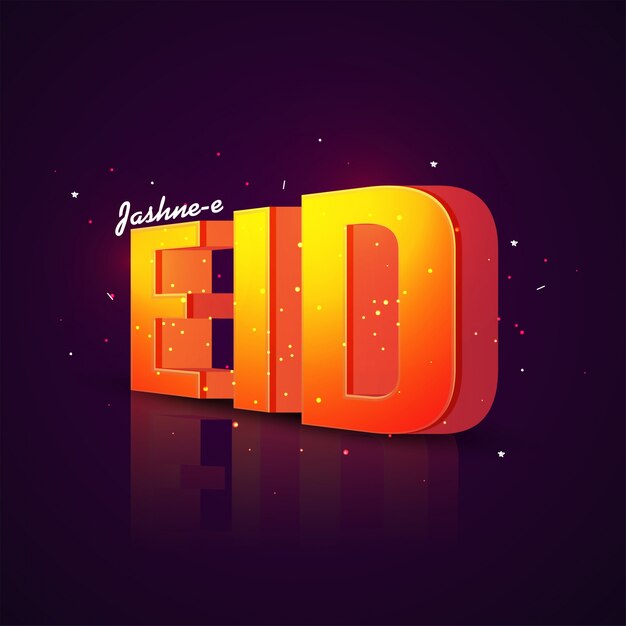  Creative 3D Text Design of Eid on glossy background for Muslim Community Festivals celebration