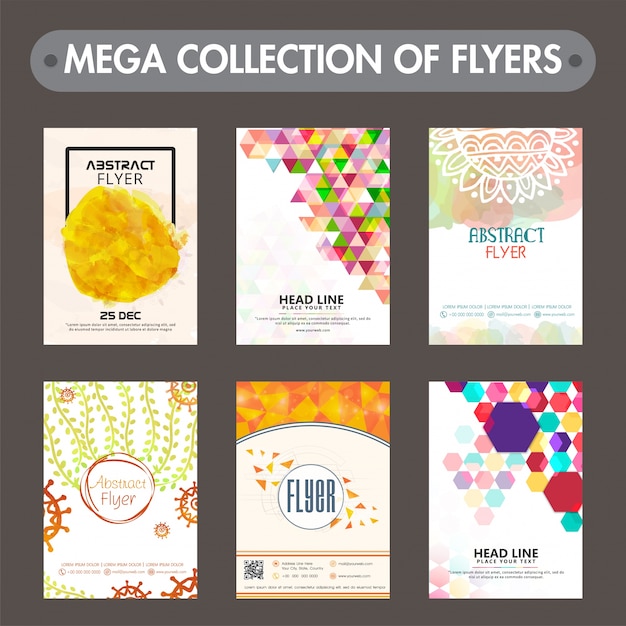 Creative abstract design decorated flyers or templates design collection