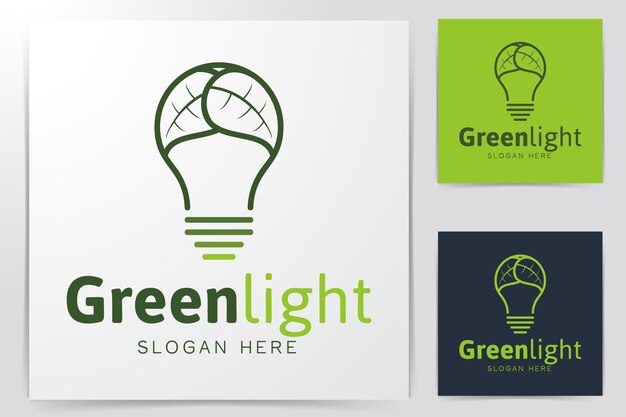 Креативные абстрактные идеи логотипа Green Bulb Leaf. Дизайн логотипа вдохновения. Шаблон векторной иллюстрации