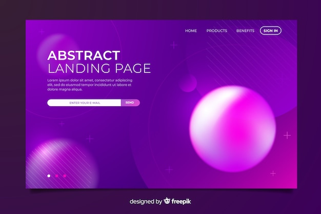 Creative abstract landing page with memphis elements Free Vector