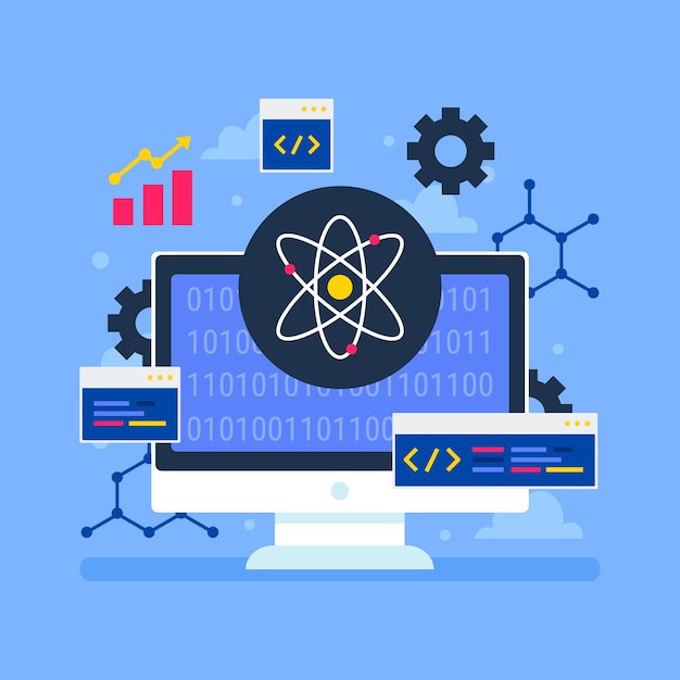 Бесплатное векторное изображение Творческая абстрактная квантовая иллюстрация