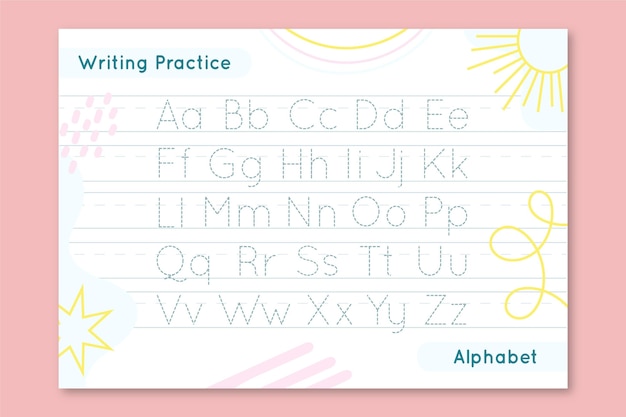 Creative alphabet tracing worksheet