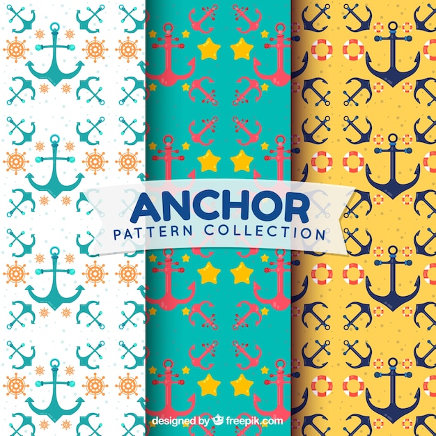 Free vector creative anchor pattern collection
