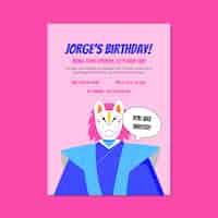 Free vector creative anime cosplay jorge's birthday party invitation