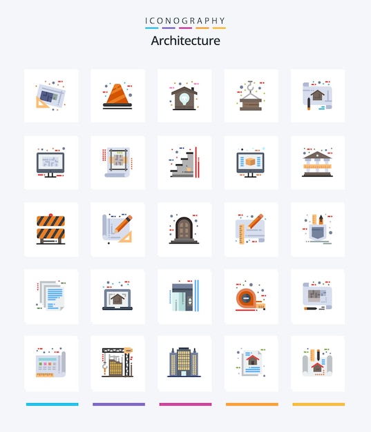 무료 벡터 로프 후크 건설 크레인 홈과 같은 크리에이티브 아키텍처 25 플랫 아이콘 팩