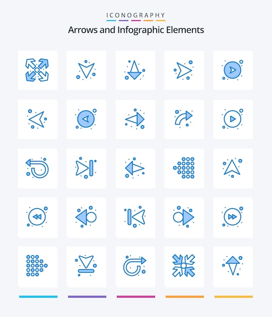 Vettore gratuito creative arrow 25 pacchetto di icone blu come la rete di frecce di direzione della freccia