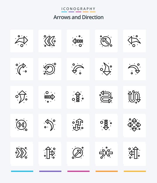 Пакет значков Creative Arrow 25 OutLine, такой как обновление, направление указателя обновления назад