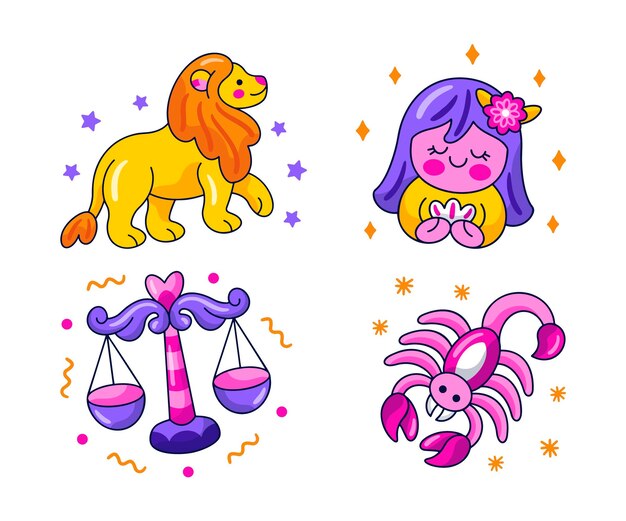 Creative astrological stickers set