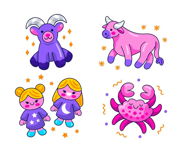 Creative astrological stickers set