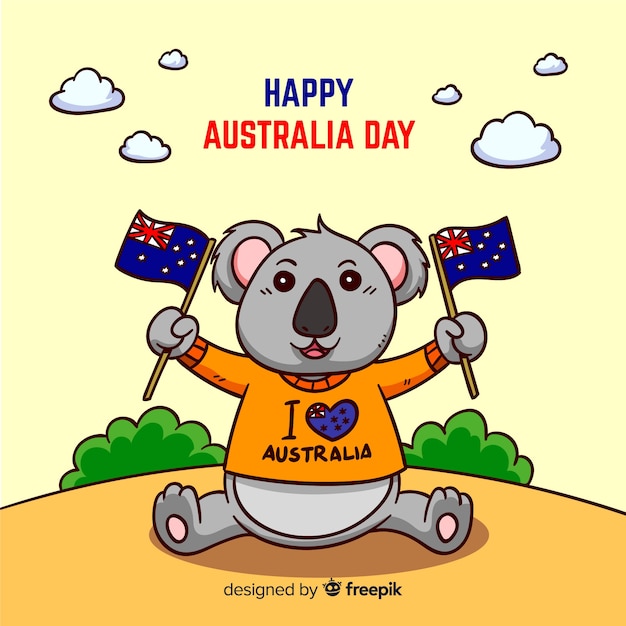 Творческий австралийский день фон с коалой