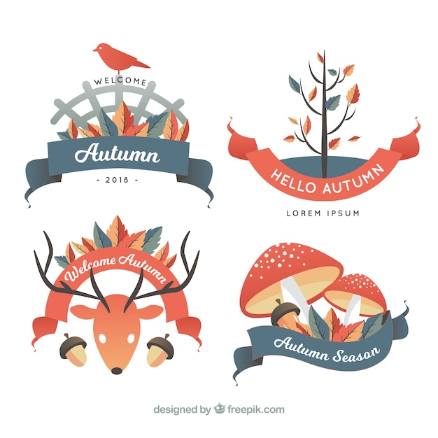 Collezione di badge autunnale creativa