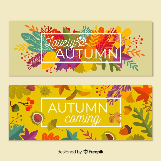 Free vector creative autumn banner with leaves