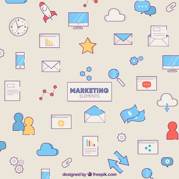 Free vector creative background with marketing elements