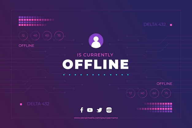 Banner creativo per piattaforma twitch offline in stile gammer