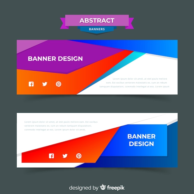 Free vector creative banners with geometric shapes