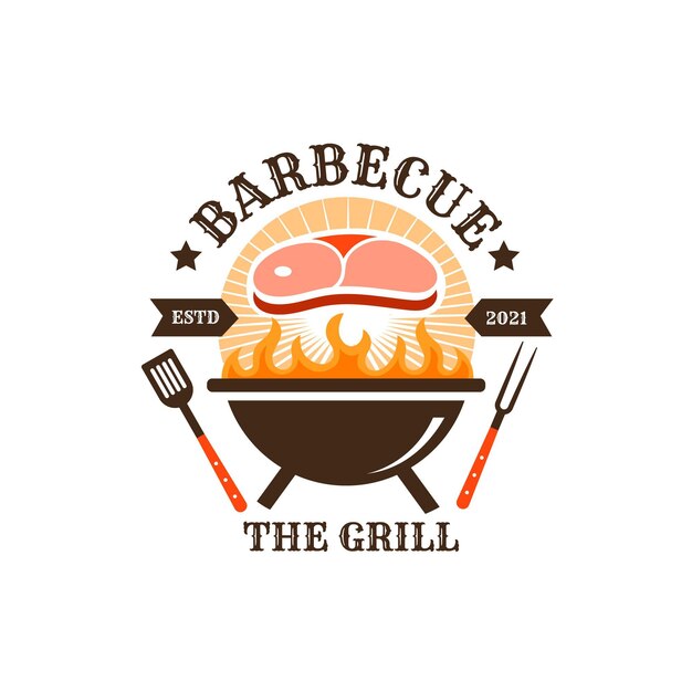 Creative barbecue logo template with details